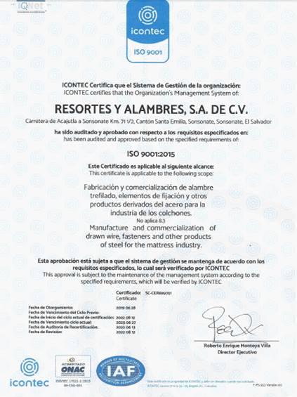 REASA Icontec Certification